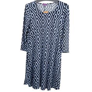 Mountain Mamas Essential Tunic Dress XS Black Gray Geometric Long Sleeve Pockets